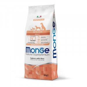 MONGE DOG ALL SALMON RICE sausā suņu barība Lasis, rīsi 12kg